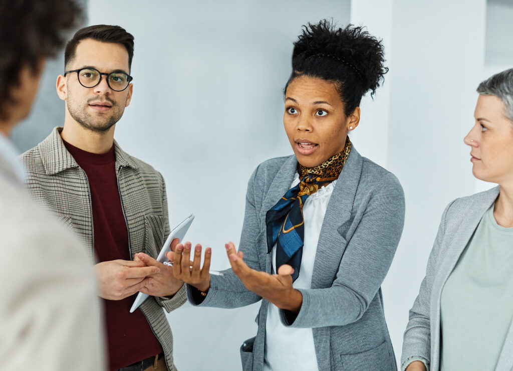 A group of career development planners having a discussion